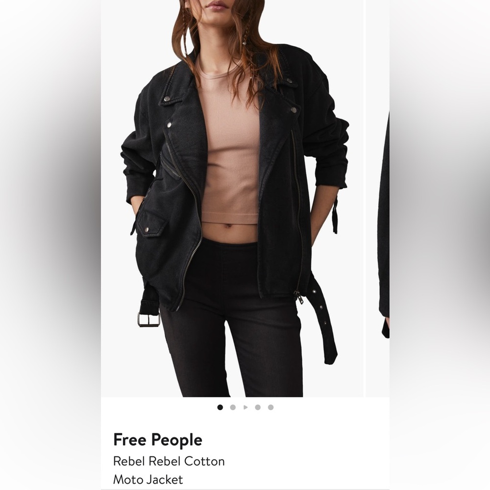 Free People Rebel Rebel Cotton Moto Jacket size Medium